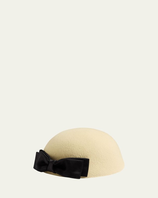 Dyed Rabbit Hair Bow Beret